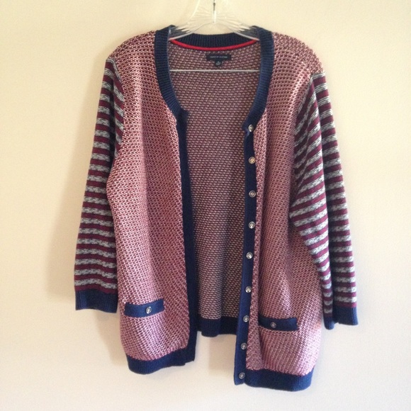 Tommy Hilfiger Sweaters - Tommy Hilfiger Red, White, and Blue Cardigan